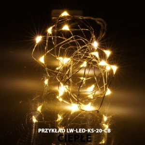 Lampki wewnętrzne na druciku LED Krople Światła LW-LED-KS-20, komplet na baterie