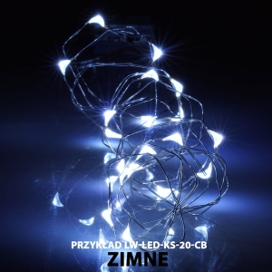 Lampki wewnętrzne na druciku LED Krople Światła LW-LED-KS-20, komplet na baterie