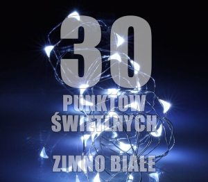 Lampki wewnętrzne na drucie LED Krople Światła LW-LED-KS-30 na baterie