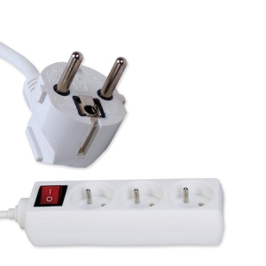 Przedłużacz mieszkaniowy 3 gniazda 5m z wyłącznikiem PM/3-3-5m+W domowy z uziemieniem