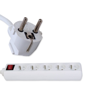 Przedłużacz mieszkaniowy 5 gniazd 5m z wyłącznikiem PM/5-3-5m+W domowy z uziemieniem