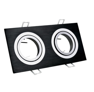 Oprawa podtynkowa SOUTH OPAL-IQB92B2 2xGU10 alum 2in1 czarna szczotkowana prostokąt
