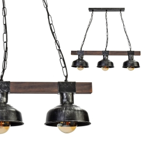 Lampa wisząca FARO BLACK / WOOD 3xE27 60W