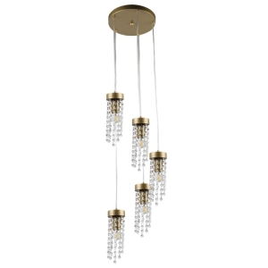 Lampa wisząca GEA-5 5xE27 gold+crystal