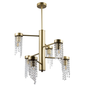 Lampa wisząca GEA-6 6xE27 gold+crystal