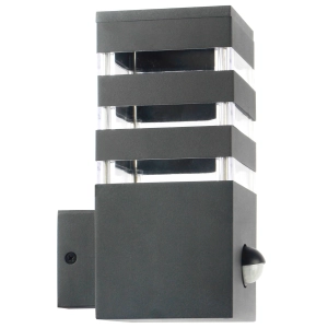 Kinkiet ogrodowy TEKSAS prosty grafit z czujnikiem ruchu i zmierzchu PIR 1xE27