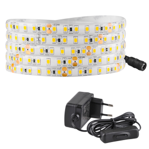 Zestaw taśma LED 24V 35W 600 LED 5m IP65 NEUTRALNA 4000K + zasilacz + włącznik