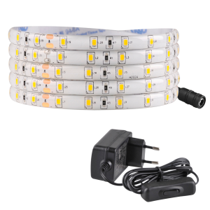 Zestaw taśma LED 24V 9W 120 LED 2m IP65 NEUTRALNA 4000K + zasilacz + włącznik