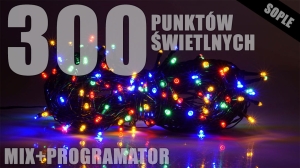 Lampki zewnętrzne sople LZS-ECO-LED-300 kolorowe MIX