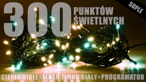 Lampki zewnętrzne sople LZS-ECO-LED-300 ciepłe z flashem