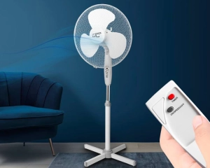 Wentylator wiatrak stojący z pilotem 16" 50W 125cm 3 stopniowa regulacja timer biały