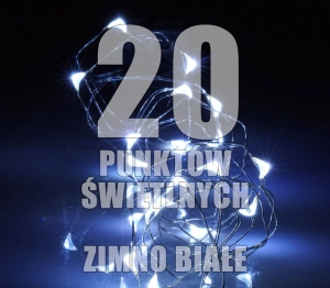 Lampki wewnętrzne na druciku LED Krople Światła LW-LED-KS-20, komplet na baterie